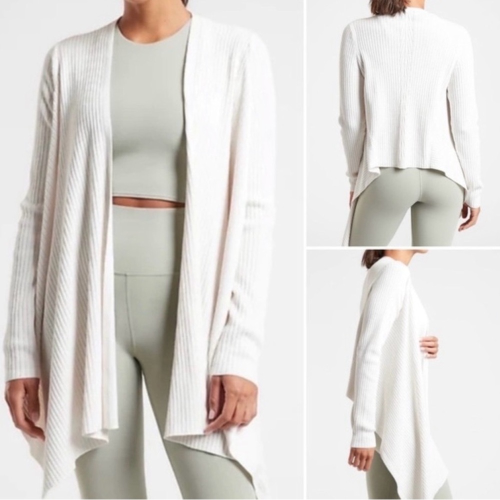 Athleta Solstice Wrap Merino Wool Ribbed Asymmetrical Cardigan - Medium